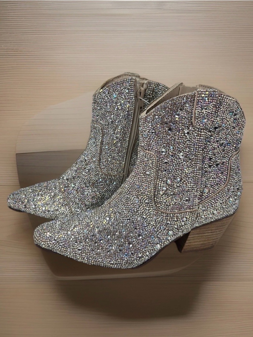 Glittering Rhinestone Ankle Booties size 8